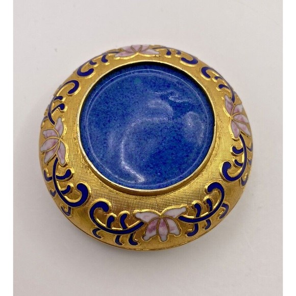 Vintage Cloisonné Gold Bird Floral Flowers Lidded Trinket Box Dish Used - Picture 12 of 12